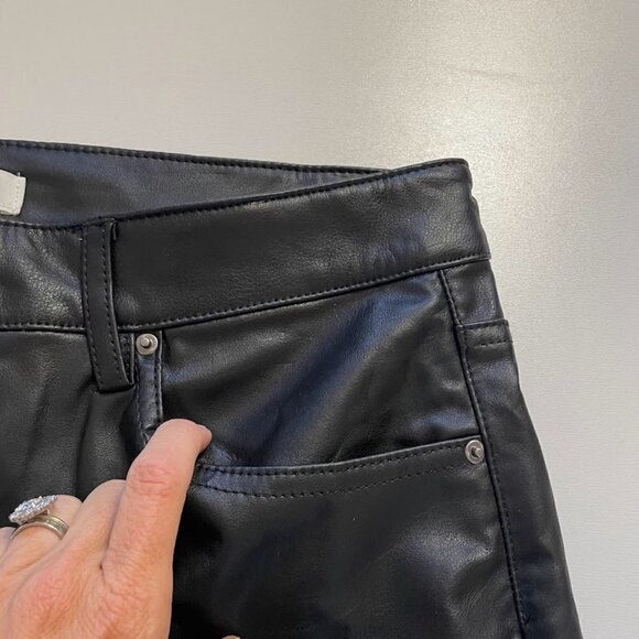 NWT H&M Pant Trouser Faux Leather Black Straight Leg Wide Winter Sweater Knit 14 - Picture 5 of 13